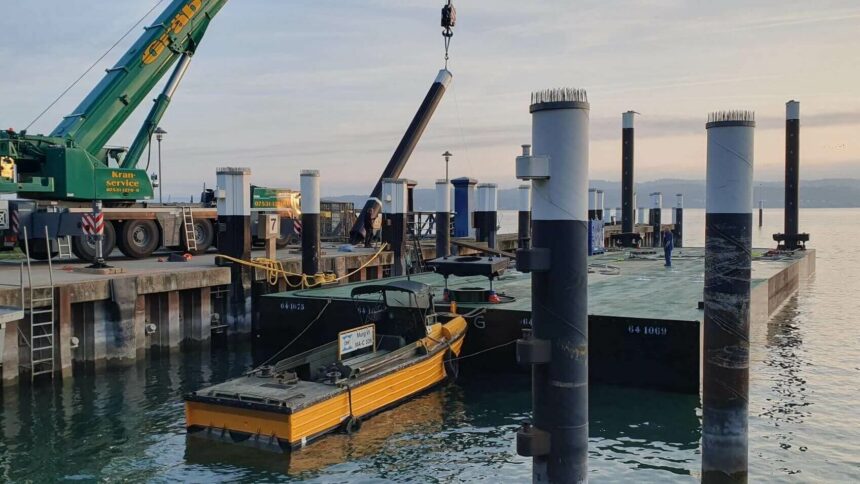 Außenmole am Fährhafen in Meersburg wird erneuert