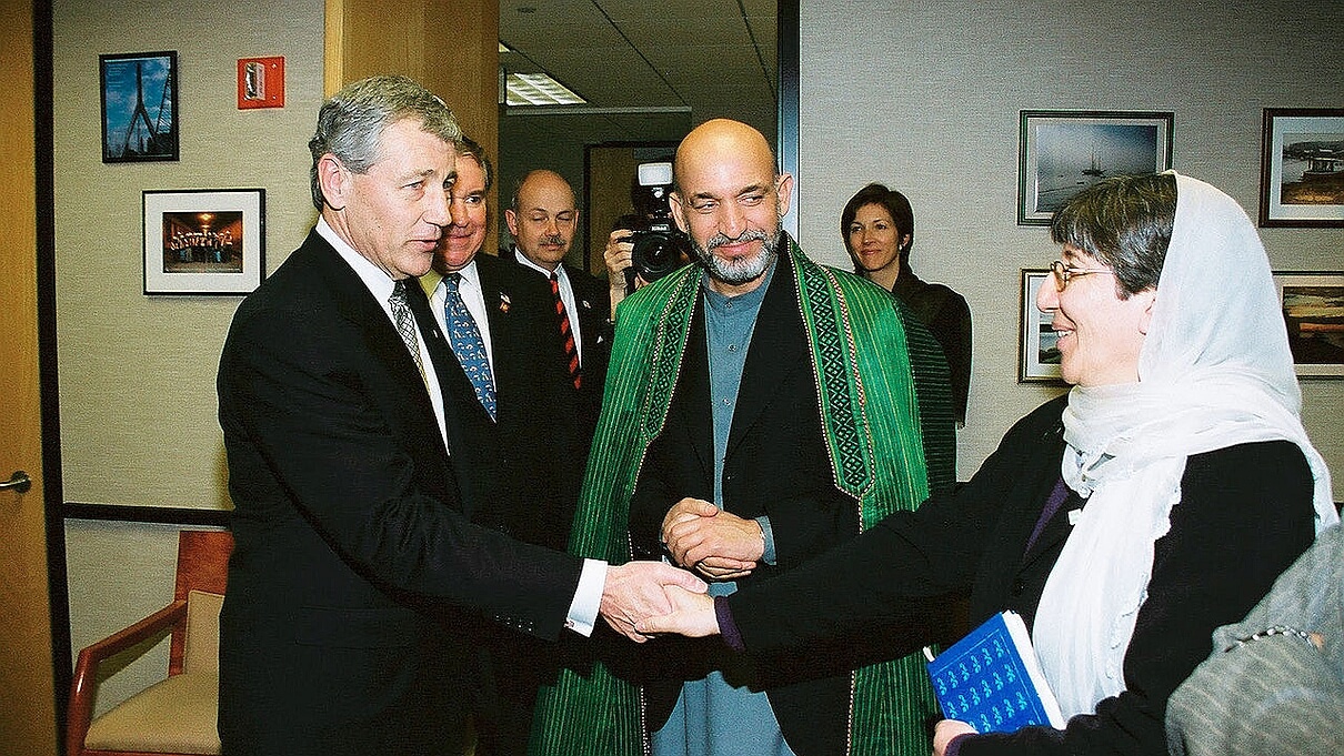 Hagel-Karzai-Samar © USAID via Wikipedia