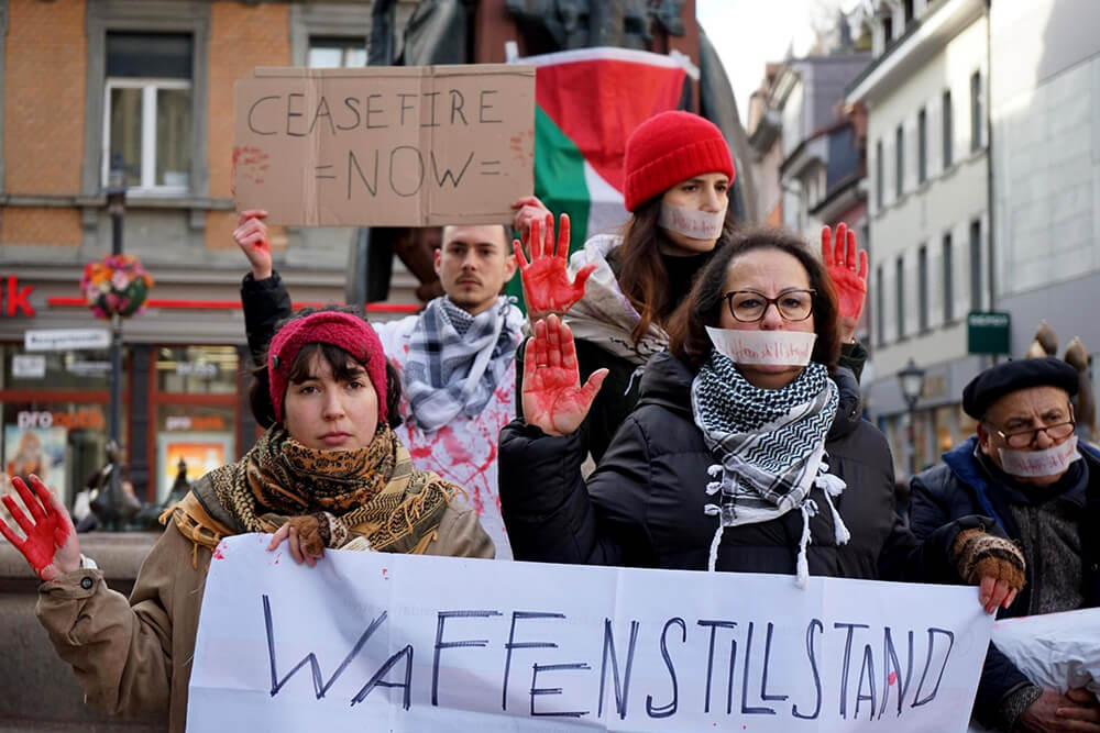 Gaza Protestaktion Marktstätte 24.2.24 ©initiative Rettet Gaza