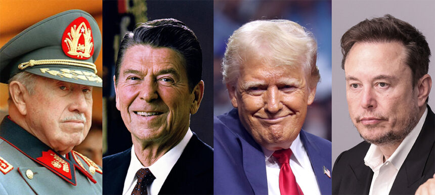 Pinochet Reagan Trump Musk © Fotos: Alle Wikipedia